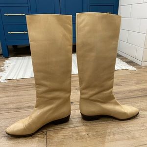 Cream Anne Klein Vintage Leather Boots 7.5